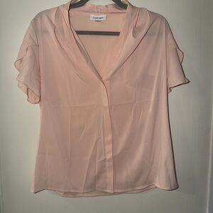 Calvin Klein Soft Blush Short-Sleeve V-Neck Blouse